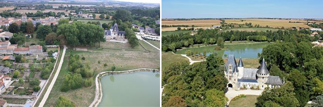 Château de Javarzay à Chef Boutonne Et vue sur l'étang